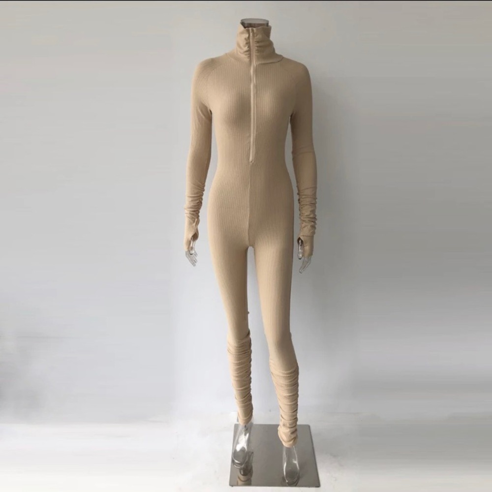 Rib Collar Jumpsuit